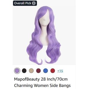Long Lavender Wig Wavy Bangs NWT